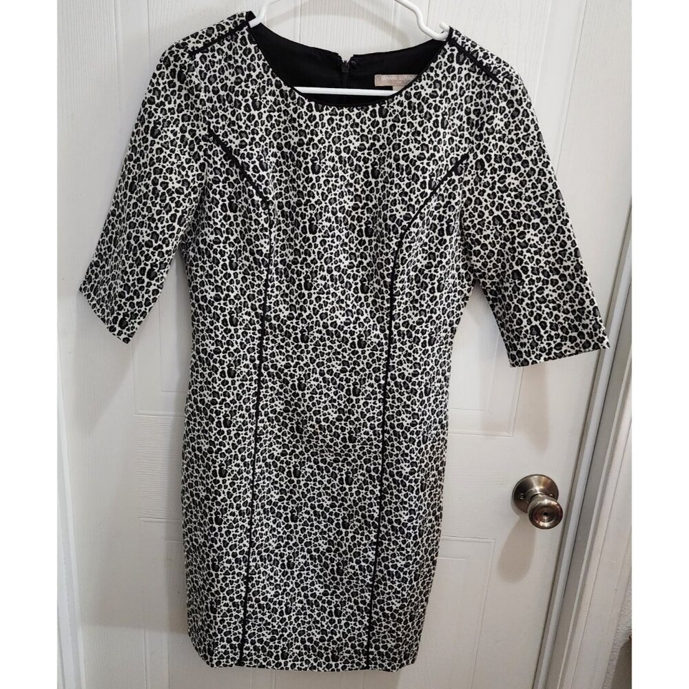 Banana Republic Women's Size 4 Half‎ Sleeve Fitted Sheath Dress Leopard Print